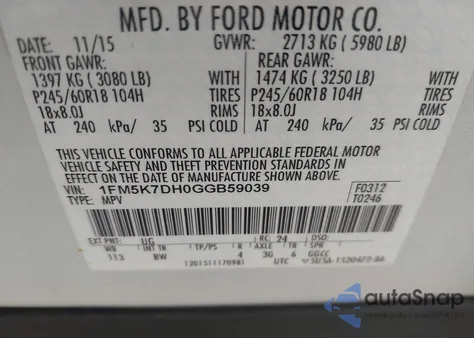 2016 Ford Explorer Xlt z USA, uszkodzony, nr VIN 1FM5K7DH0GGB59039